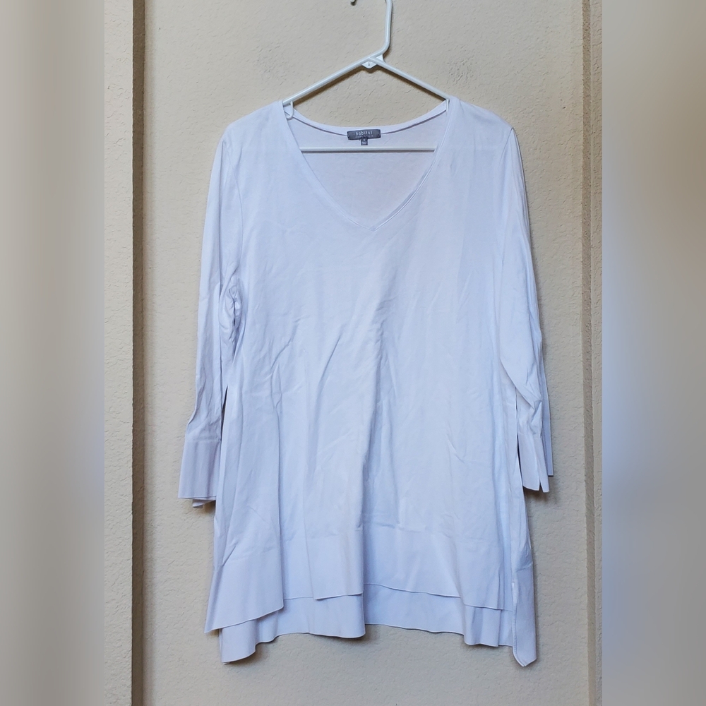 Habitat Long Sleeve V Neck White Tunic Top. Size Medium